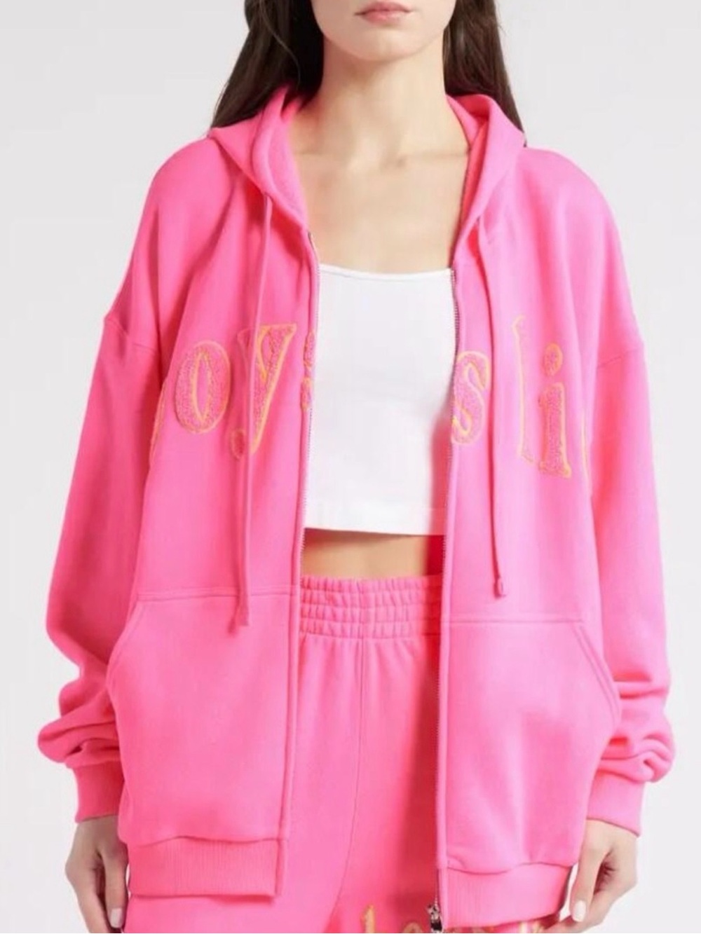 Boys Lie Women’s Pink Oversized Zip Hoodie and Pants